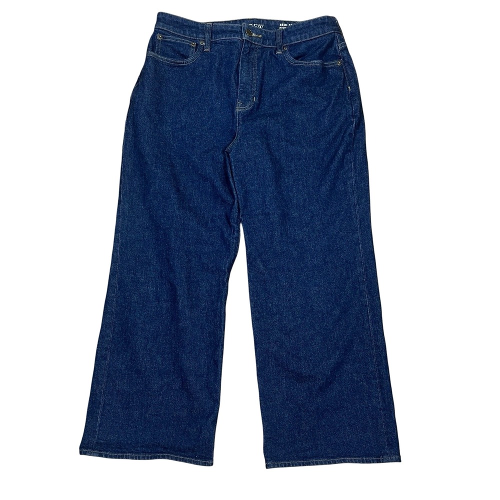 J Crew Curvy Slim Wide High Rise Ankle Jeans 31, Fits 32x26 Dark Wash Stretch